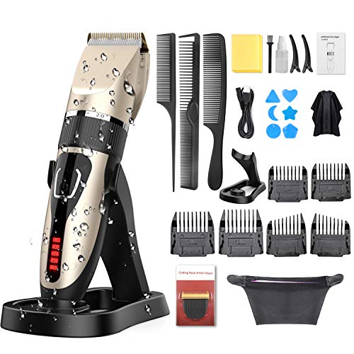 Cortapelos Hombres, Oudekay Cortapelos Profesional Hombres Máquina Cortar Pelo Kit, Barbero Profesional Electrico Cortador, Ortadora de Pelo Recargable, Cortadora de Pelo Inalámbrica de Pantalla LED