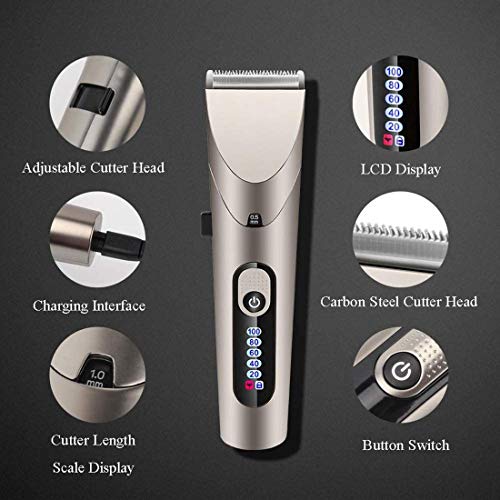 Cortapelos para hombres Cortapelos inalámbrico profesional con pantalla LED recargable Cortabarba múltiple para hombres, niños, niños