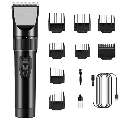 Cortapelos Profesional Hombre Motor Silencioso Cuchilla Titanio Cerámica, Máquina Cortar Pelo Inalámbrico Batería 2000mAh, Cortadora de Pelo Recortador de Pelo Barba Kit, USB recargable