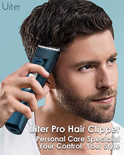 Cortapelos Profesional Hombres, Uiter Recortadora para barba y pelo Máquina Cortar Pelo Kit Cortadora de Pelo Inalámbrica Batería Recargable de Litio 2000mAh Barbero Electrico Cortapelos con 2 Peine
