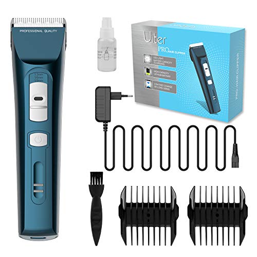 Cortapelos Profesional Hombres, Uiter Recortadora para barba y pelo Máquina Cortar Pelo Kit Cortadora de Pelo Inalámbrica Batería Recargable de Litio 2000mAh Barbero Electrico Cortapelos con 2 Peine