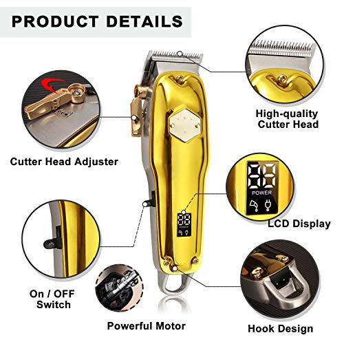 Cortapelos Profesionale Hombres, Longitud de Corte de Pelo Ajustable de 0.45- 9 mm, con Palanca Cónica y Pantalla LED