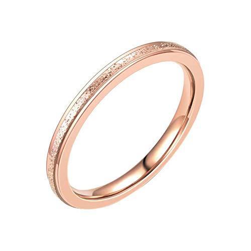 Cosanter 1X Anillo De Cola De Anillo De Moda para Mujer Rostro Exfoliante Superfino 2 Mm Anillo De Cola De Anillo De Dama De Acero Inoxidable De Oro Rosa