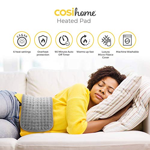 Cosi Home® Almohadilla Eléctrica de Lujo - Extragrande, Lavable a Máquina con Cubierta de Micropolar, Control Remoto Digital y 6 Configuraciones de Calor