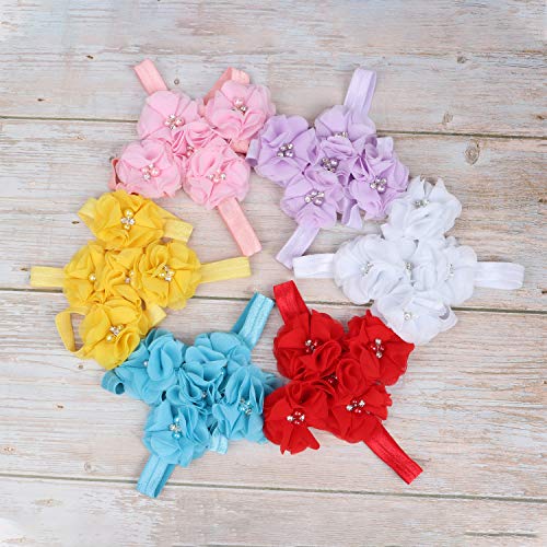 COSOOS Accesorios para el pelo con flores para pies y lazos para niños