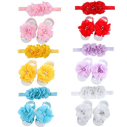 COSOOS Accesorios para el pelo con flores para pies y lazos para niños