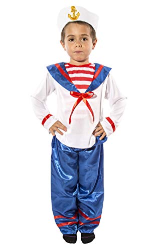 Costumizate! Disfraz de Marinero para niño Talla 7-9 Especial para niños Fiestas de Disfraces o Carnaval