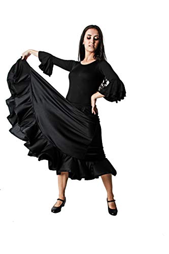 Costumizate! Falda de Baile Flamenco Negra con un Volante para Mujer Adulta Talla XXL