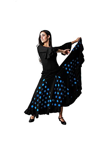 Costumizate! Falda de Lunares Azul con un Volante para Mujer Adulta Talla XL