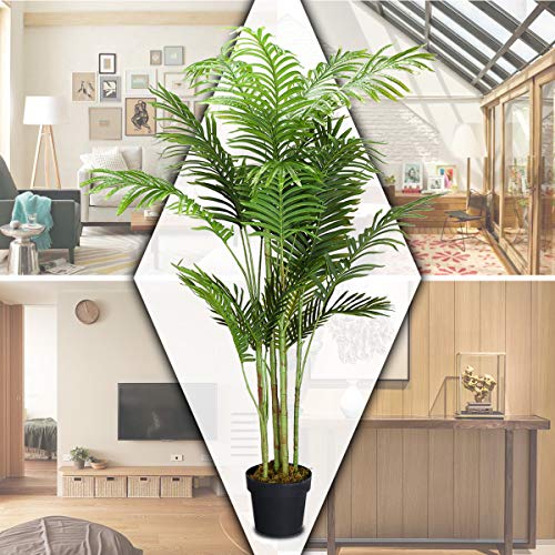 COSTWAY Palmera Artificial Altura 150cm Planta Árbol Artificial para Oficina Hogar Decoración Interior
