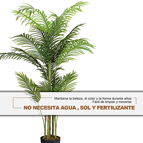 COSTWAY Palmera Artificial Altura 150cm Planta Árbol Artificial para Oficina Hogar Decoración Interior