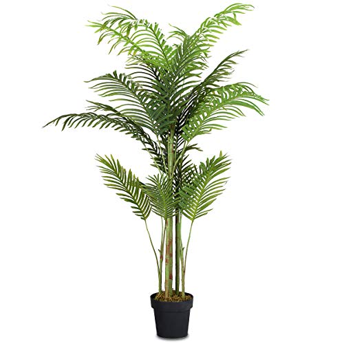 COSTWAY Palmera Artificial Altura 150cm Planta Árbol Artificial para Oficina Hogar Decoración Interior