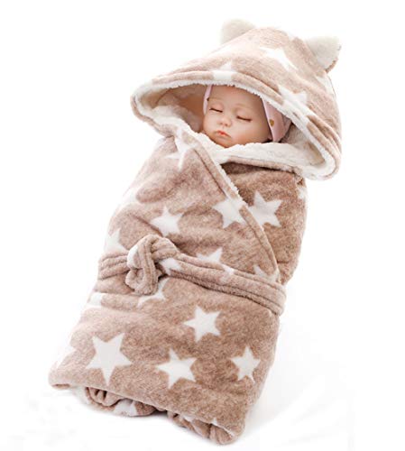 Cosy bebé bebé con capucha Swaddle manta cochecito toalla abrigo lindo estrella felpa franela baño baño abrigo invierno cálido recién nacido bebé manta de recepción para bebé niña niños 0-12M