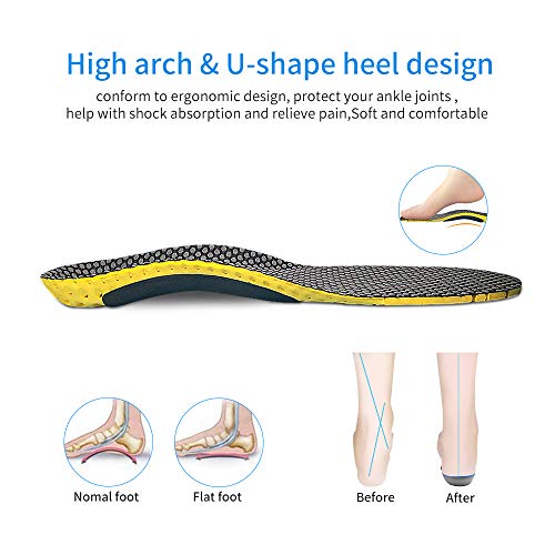 CosyInSofa Plantillas ortopédicas de longitud completa con soportes para el arco Inserciones ortopédicas para pies planos, plantillas de zapatos para fascitis plantar, dolor en los pies…