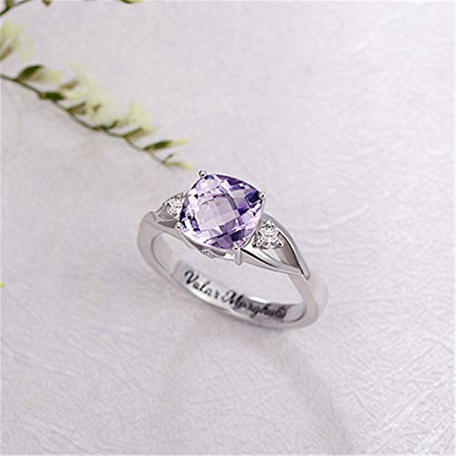 Coudf Anillo con Nombre Tallado Personalizado Anillo de Piedra Natal Cuadrada Ideas de Aniversario de Navidad para Madre Abuela（Plata 17.25）