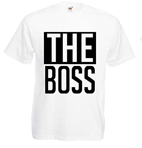 Couple Pareja T-Shirt Set The Boss & The Real Boss - 1x Camiseta Hombre Blanco M