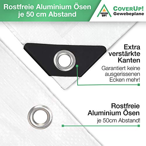 CoverUp! Lona Impermeable Exterior 2 x 3 m [200 g/m2] + 10 Bolas Bungee - Lona de protección con Ojales para Muebles de jardín, Piscina, Coche, Lona de protección Impermeable y Resistente a la Rotura