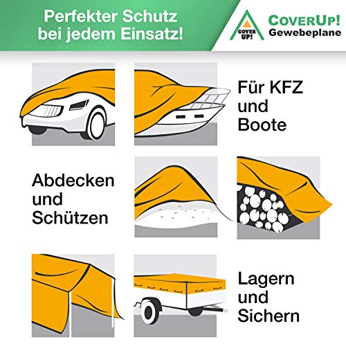 CoverUp! Lona Impermeable Exterior 2 x 3 m [200 g/m2] + 10 Bolas Bungee - Lona de protección con Ojales para Muebles de jardín, Piscina, Coche, Lona de protección Impermeable y Resistente a la Rotura