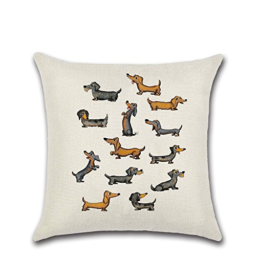 COVTOR DIY Funda De Cojín 45x45cm Impresión 3D Algodón Teckel Animales Don Almohadón De Impresión,4
