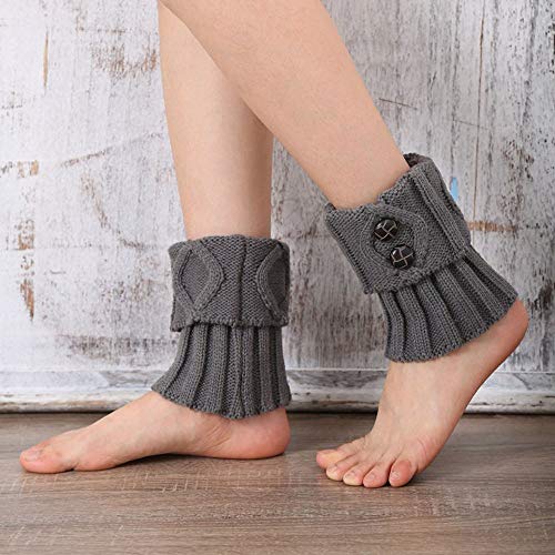 COZOCO Calentador De Punto Cálido De Pierna De Invierno Para Mujer Botines De Ganchillo Botas Perezosas (una talla, gris)