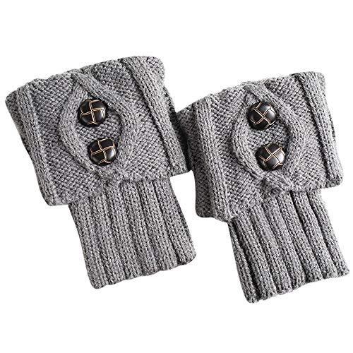 COZOCO Calentador De Punto Cálido De Pierna De Invierno Para Mujer Botines De Ganchillo Botas Perezosas (una talla, gris)