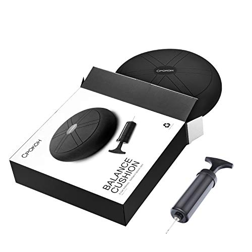 CPOKOH Cojin Equilibrio, Cojines de Equilibrio Usado para Entrenamiento del/Balance Rehabilitación/Ejercicios de Espalda/Gimnasio/Yoga/Cojín. (35cm,Negro)