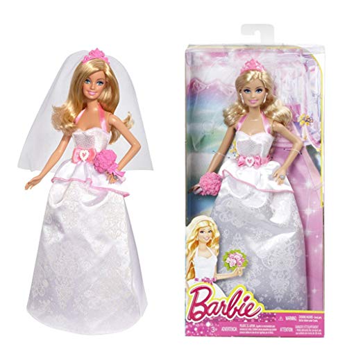 CQ Vestido a la Moda de la muñeca, la muñeca de Novia en Blanco y Vestido Rosa con Velo y el Ramo, Regalo de 3 a 7 años de 30cm Toys