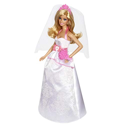 CQ Vestido a la Moda de la muñeca, la muñeca de Novia en Blanco y Vestido Rosa con Velo y el Ramo, Regalo de 3 a 7 años de 30cm Toys