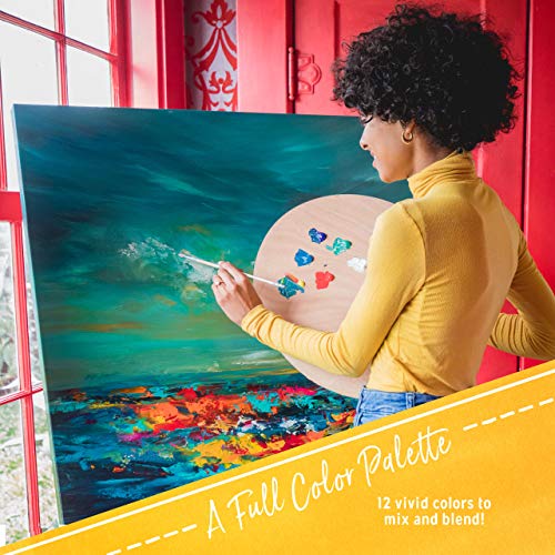 Crafts 4 ALL Set de Pintura Acrilica 12 Colores Premium para Artistas, Estudiantes y Principiantes, Perfecto para Paisaje y Pinturas sobre Lienzo (75 mL)
