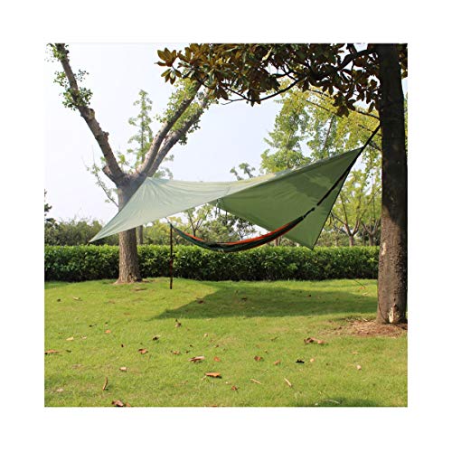 crayfomo Ultralight Tent Lona Impermeable Anti-UV Gran Verde Hamaca Lona portátil Sol Lluvia Refugio Mochila Camping Rainfly con estacas Cuerda