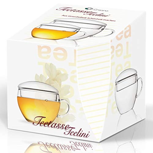 Creano Conjunto de 2 Taza de Té con Tapa, Práctica para Fior di Tèlini o Bolsita de Té, Latte Macchiato, Café | 200ml