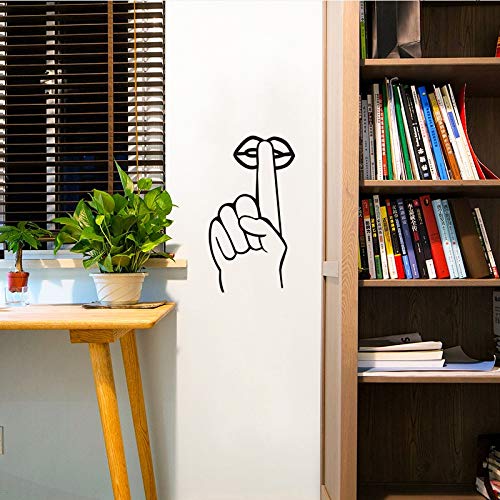 Creativo Ndex Dedo Toca Los Labios Etiqueta De La Pared Para El Fondo De La Decoración Del Dormitorio Dibujos Animados Divertidos Calcomanías Artísticas Pegatinas Extraíbles 13 Cm * 24 Cm Negro