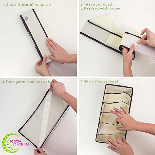 creatov plegable ropa interior organizador de armario, 4 unidades), color beige
