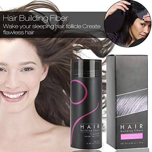 Crecimiento del Cabello Fibras para Pelo Corrector para adelgazamiento del cabello Aerosol para el cabello con aplicador de spray para la bomba(Marron Oscuro)