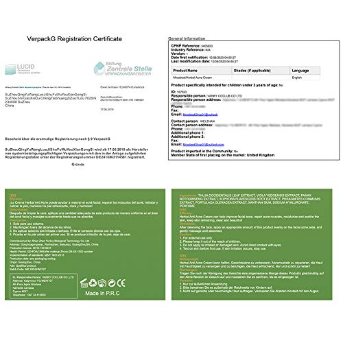 Crema Antiacne, Acné Crema, Herbal Acne Cream, Acne Tratamiento, Equilibrar el Agua y el Aceite, Acné Fosos de Reparar, la Crema Contra el Acné Espinilla, Regenera la piel - 50g/1.76 fl oz