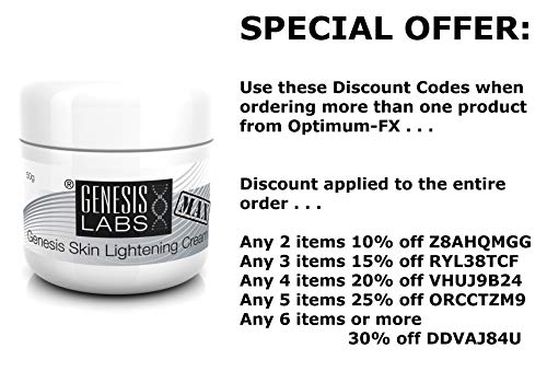 Crema Blanqueadora Aclaradora de la Piel Genesis MAX Doble Potencia Blanqueamiento Íntimo Aclarado Delicado Para la Cara Cuello Axila Codos Rodillas Pecas de Melanina 50 ml