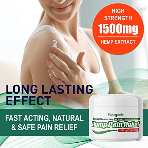 Crema de Cáñamo Anti-Dolor 1500 mg | Calidad Superior, Extracto Natural de Cáñamo, Cúrcuma, Árnica, MSM para Aliviar la Tensión Muscular y Articular. Puraganic Ungüento de Acción Rápida, 60 ml