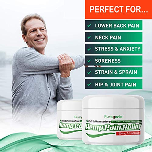 Crema de Cáñamo Anti-Dolor 1500 mg | Calidad Superior, Extracto Natural de Cáñamo, Cúrcuma, Árnica, MSM para Aliviar la Tensión Muscular y Articular. Puraganic Ungüento de Acción Rápida, 60 ml