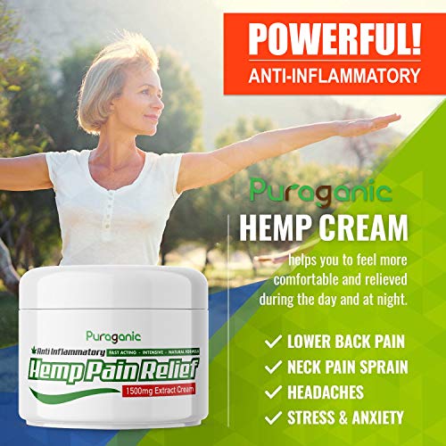 Crema de Cáñamo Anti-Dolor 1500 mg | Calidad Superior, Extracto Natural de Cáñamo, Cúrcuma, Árnica, MSM para Aliviar la Tensión Muscular y Articular. Puraganic Ungüento de Acción Rápida, 60 ml