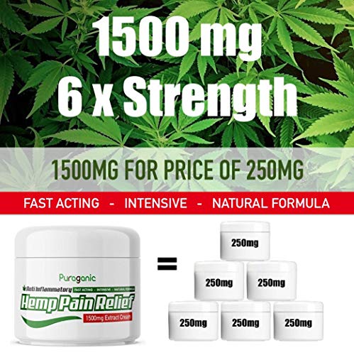 Crema de Cáñamo Anti-Dolor 1500 mg | Calidad Superior, Extracto Natural de Cáñamo, Cúrcuma, Árnica, MSM para Aliviar la Tensión Muscular y Articular. Puraganic Ungüento de Acción Rápida, 60 ml