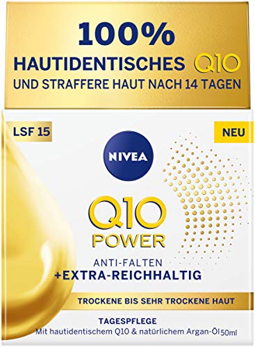 Crema de día Nivea Q10 Power para piel seca a muy seca, crema de día para arrugas suaves, crema hidratante intensiva con FPS 15, 1 unidad (50 ml)