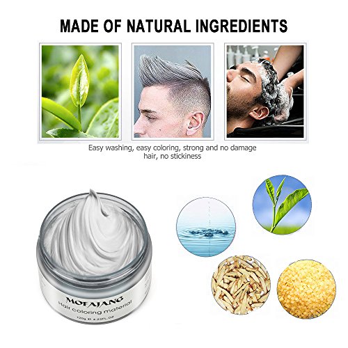 Crema de tinte de color blanco mate, peinado instantáneo, duradera, profesional, cera, 120 g, para hombres y mujeres, para fiesta, cosplay, discoteca, carnaval, Halloween
