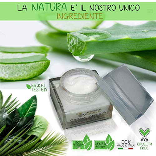 Crema Facial Antiarrugas Mujer con Ácido Hialurónico Puro. Antiarrugas e Hidratante Rica en Ingredientes Activos Vegano. Evoque Cosmetics Italy.