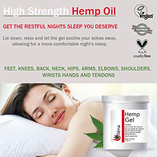 Crema Gel Calmante y Hidratante de masajes corporal, lubricante alivia dolores muscular Pomada tratamiento con aceite de cáñamo antiinflamatorio natural Formato ahorro 500 ml