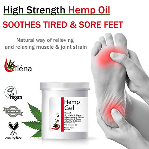 Crema Gel Calmante y Hidratante de masajes corporal, lubricante alivia dolores muscular Pomada tratamiento con aceite de cáñamo antiinflamatorio natural Formato ahorro 500 ml