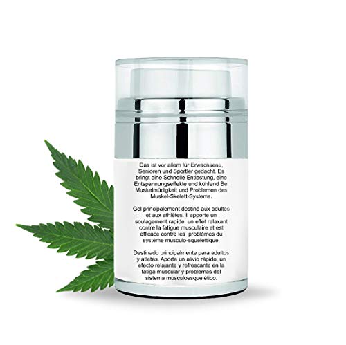 Crema Gel Calmante y Hidratante de masajes corporal, lubricante alivia dolores muscular Pomada tratamiento con aceite de cáñamo antiinflamatorio natural 50 ml