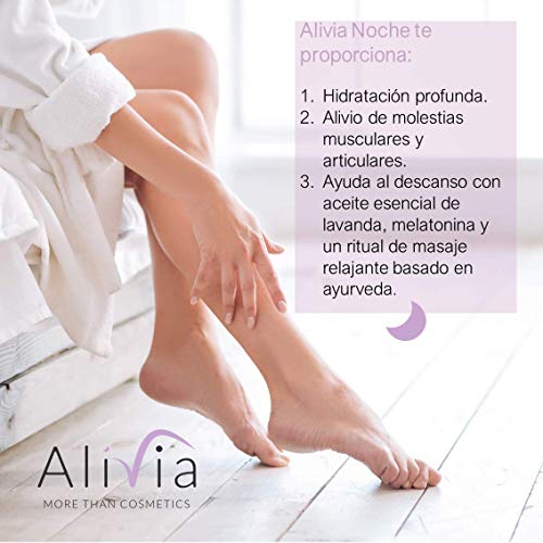 Crema hidratante corporal multifuncional NOCHE: Hidratación, alivio del dolor muscular y articular, ayudando al descanso, con melatonina y lavanda. ALIVIA, cosmética natural para sentirse bien. 200 ml