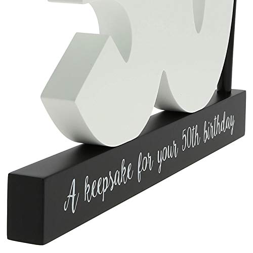 Creofant - Libro de visitas para el 50 cumpleaños, de madera, incluye lápiz, con número de cumpleaños para escribir, idea de regalo para hombres y mujeres.