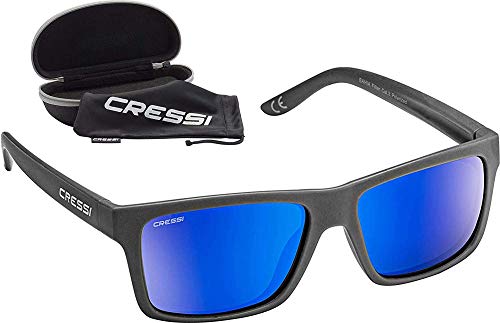Cressi Bahia Flotantes Sunglasses Gafas De Sol Deportivo, Unisex adulto, Carbón/Azul Lentes espejados