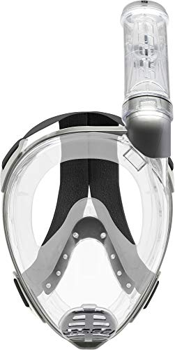 Cressi Baron Full Face Mask Máscara Integral Snorkel de Visión Grande con Tubo Respirador, Unisex-Adult, Claro/Transparente, M/L